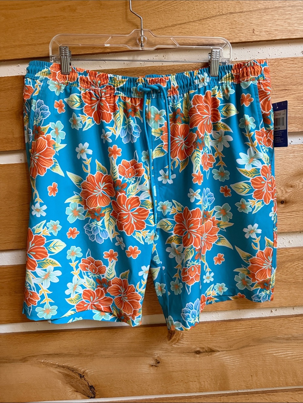 Hurley Seadoo Tropical Floral Elastic Drawstring Swim Shorts - Blue/Orange XXL